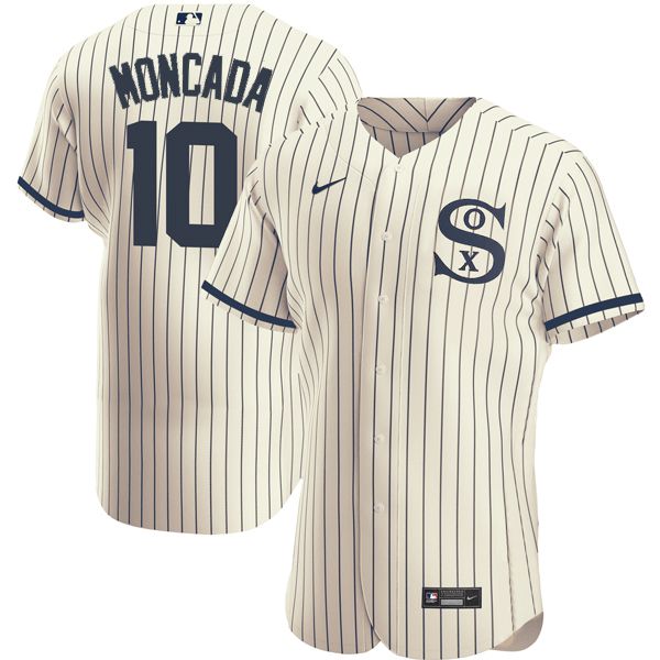 Men Chicago White Sox 10 Moncada Cream stripe Dream version Elite Nike 2021 MLB Jersey